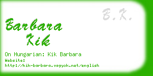 barbara kik business card